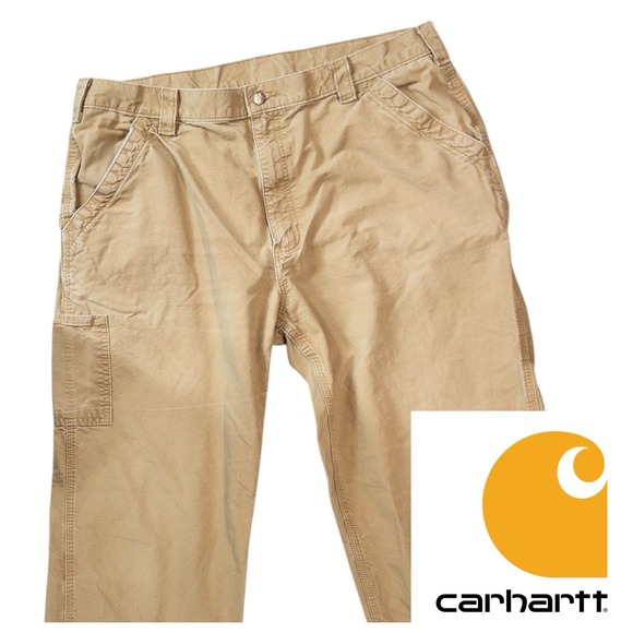 Carhartt Duck‎ Pants B151-DKH Workwear Mens 40x32 Dungaree Fit Leather Tag - Picture 1 of 9